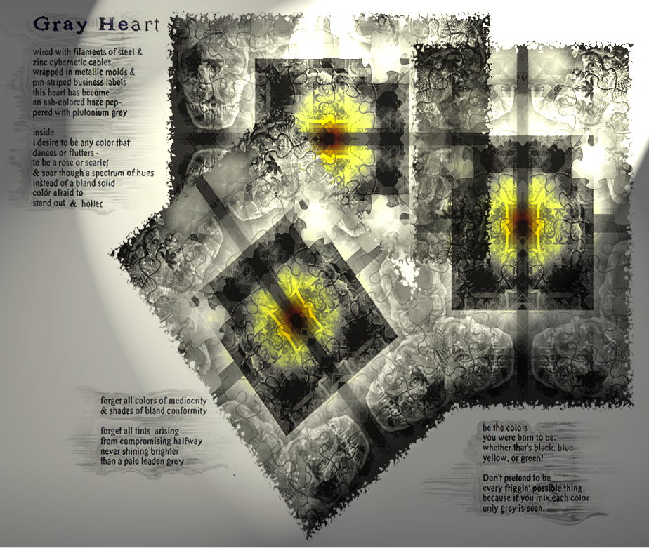 Gray Heart - an art work and poem by T Newfields