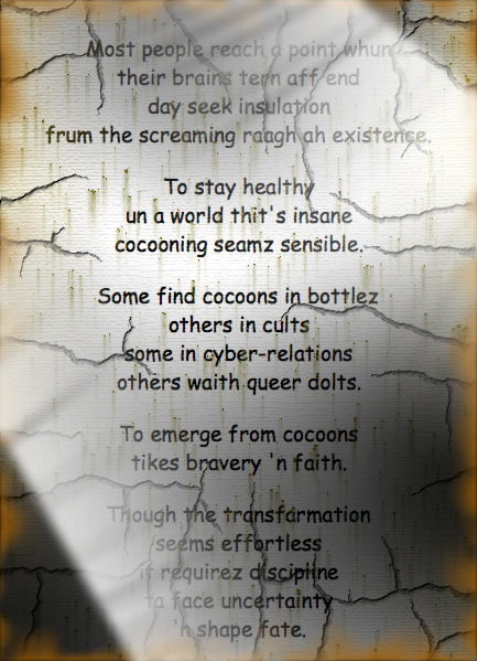 Cocooned - a graphic poem by T Newfields