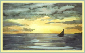 Early Morning at Hampton Beach - a drawing by Jean Price Norman [The C Horne Collection]
