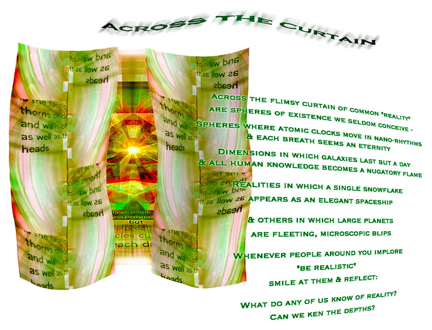 Across the Curtain - an art work & poem by T Newfields