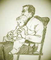 Grandfather and Child - a drawing by Jean Price Norman [ T Newfields Collection]