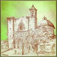 A Church in San Miguel de Allende - a drawing by Jean Price Norman [The Robert Horne Collection]