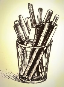 Pens in a Cup - a drawing by Jean Price Norman [The Saitoh Collection]