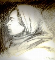 Woman in a Scarf - a drawing by Jean Price Norman [Robert Horne Collection]